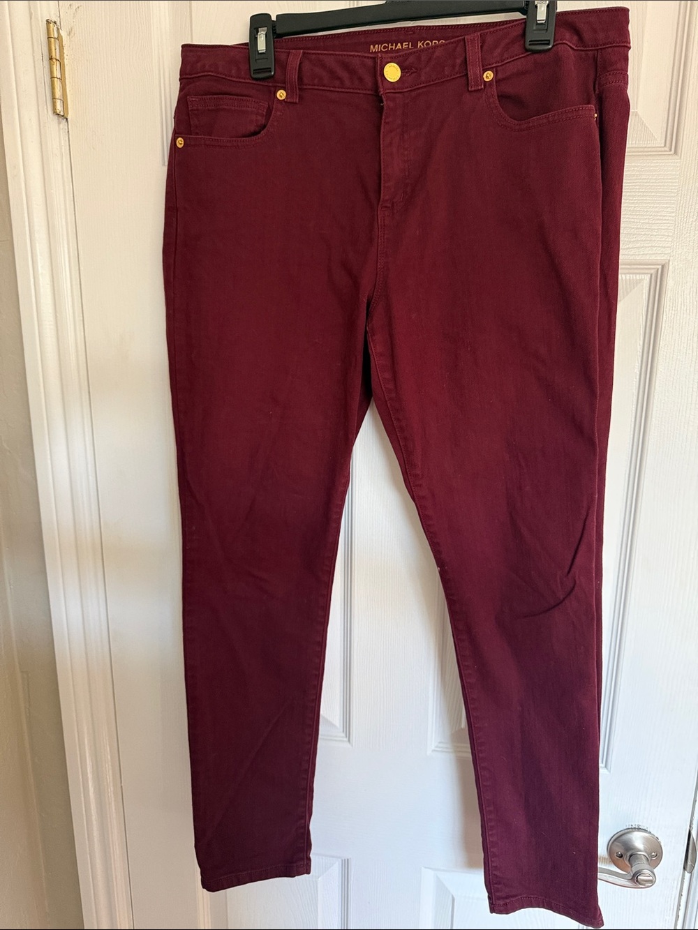Michael Kors women’s jeans size 10 Burgundy Skinny Jeans with Gold-Tone Details
